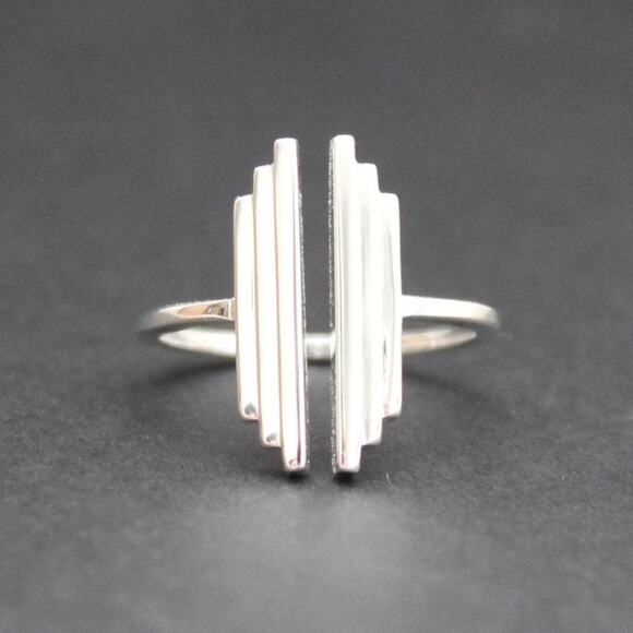 Sterling Silver Adjustable Stepped Bar Ring - Picture 2 of 6